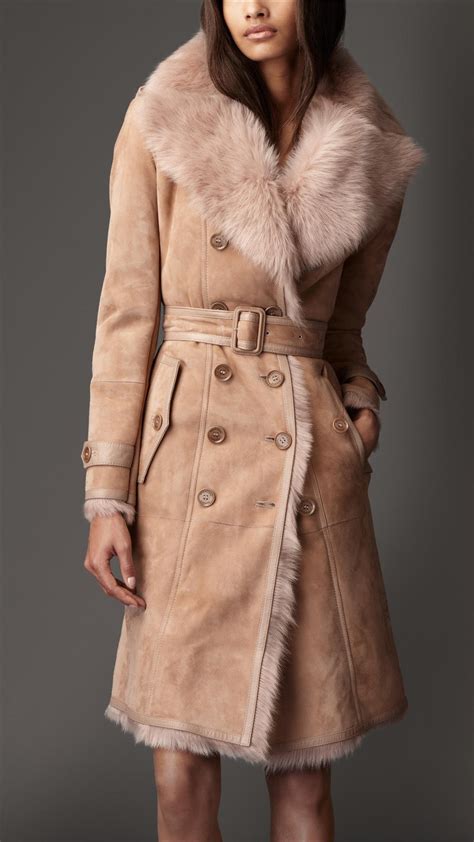 burberry shearling trench coat|burberry trench coat original.